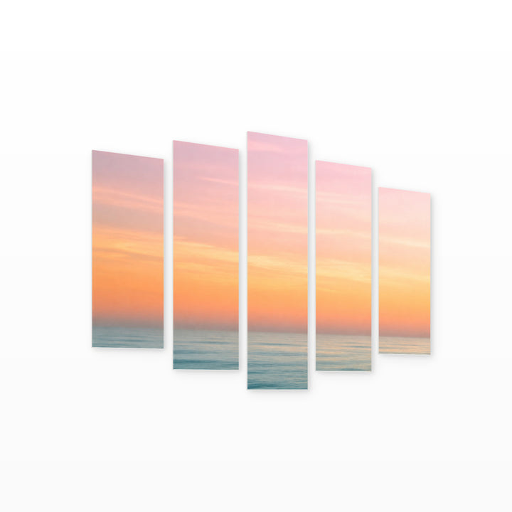 Abstract Sunrise Modern Composition — five-panel wall art on white background in perspective | 5wallart 55212 M1