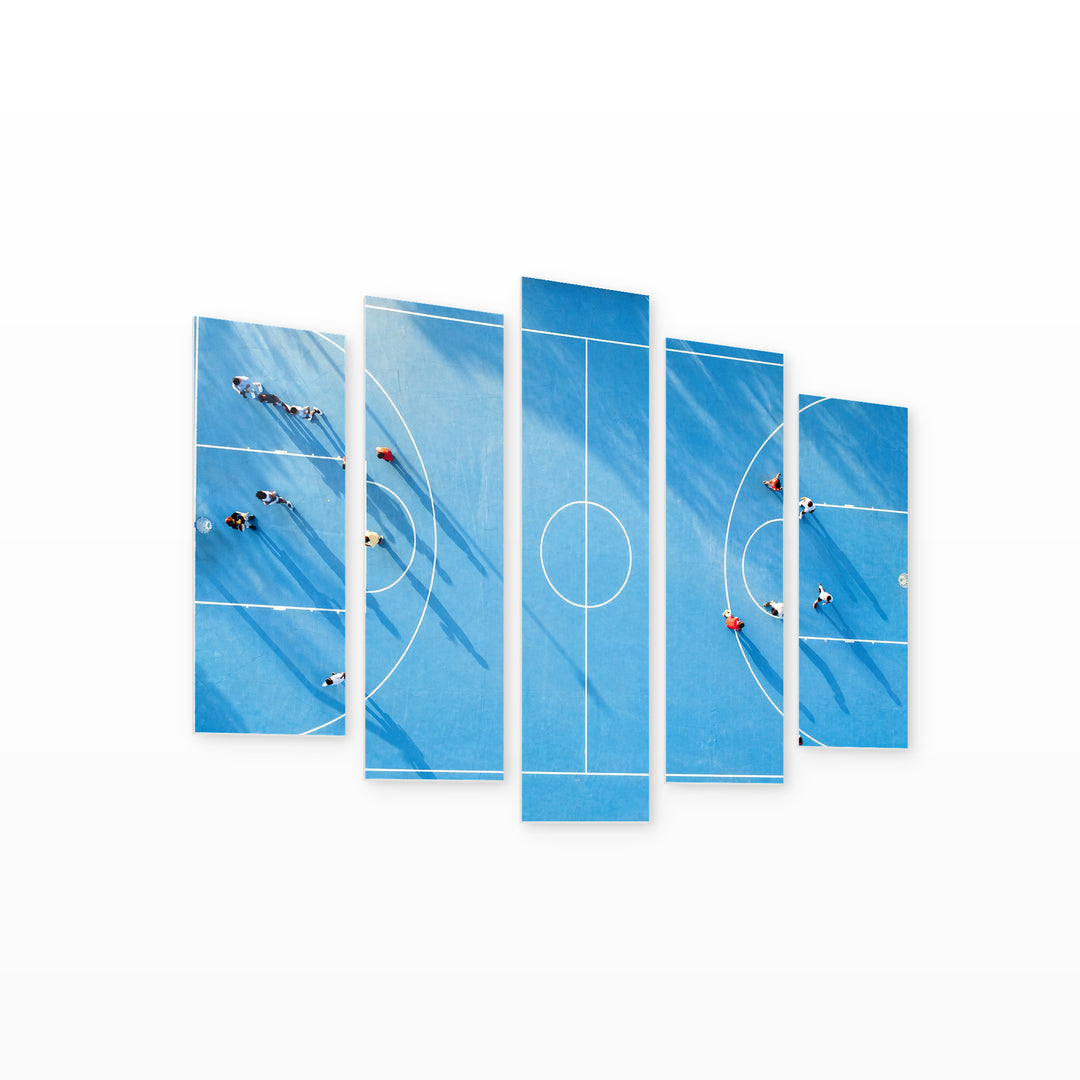 Soccer Field in Serene Light — five-panel wall art on white background in perspective | 5wallart 55215 M1