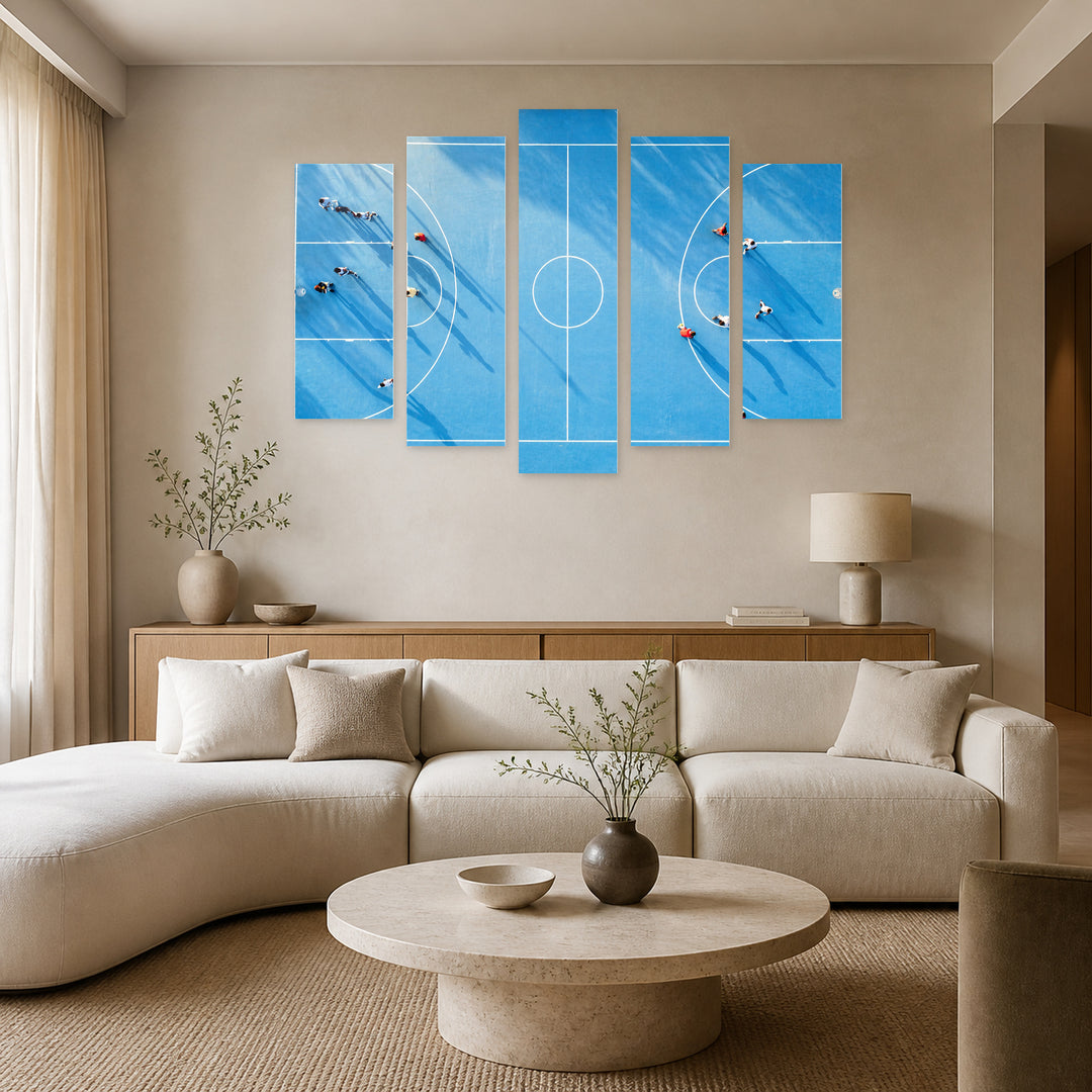 Soccer Field in Serene Light — five-panel wall art in frontal interior | 5wallart 55215 M3