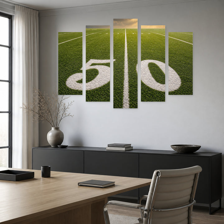 American Football with Dramatic Contrast — five-panel wall art in frontal interior | 5wallart 55218 M3