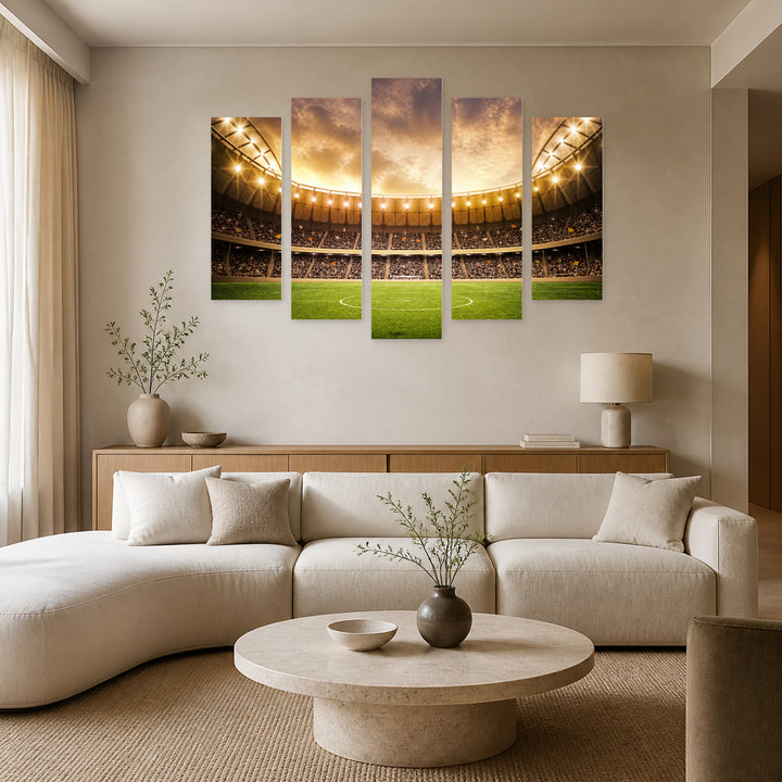 Stadium Motion Study — five-panel wall art in frontal interior | 5wallart 55219 M3