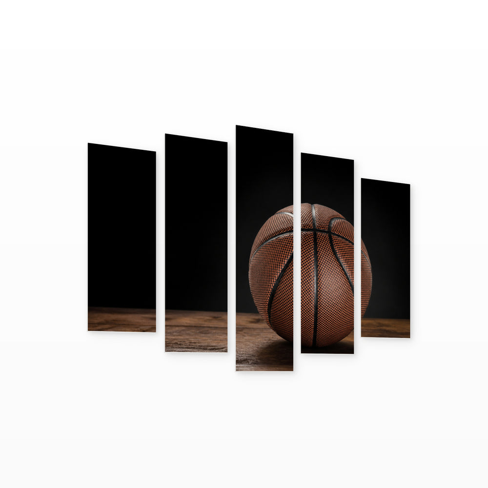 Basketball Motion Study — five-panel wall art on white background in perspective | 5wallart 55228 M1