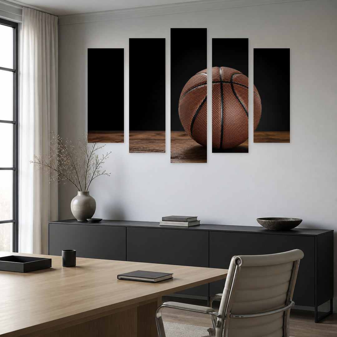Basketball Motion Study — five-panel wall art in frontal interior | 5wallart 55228 M3