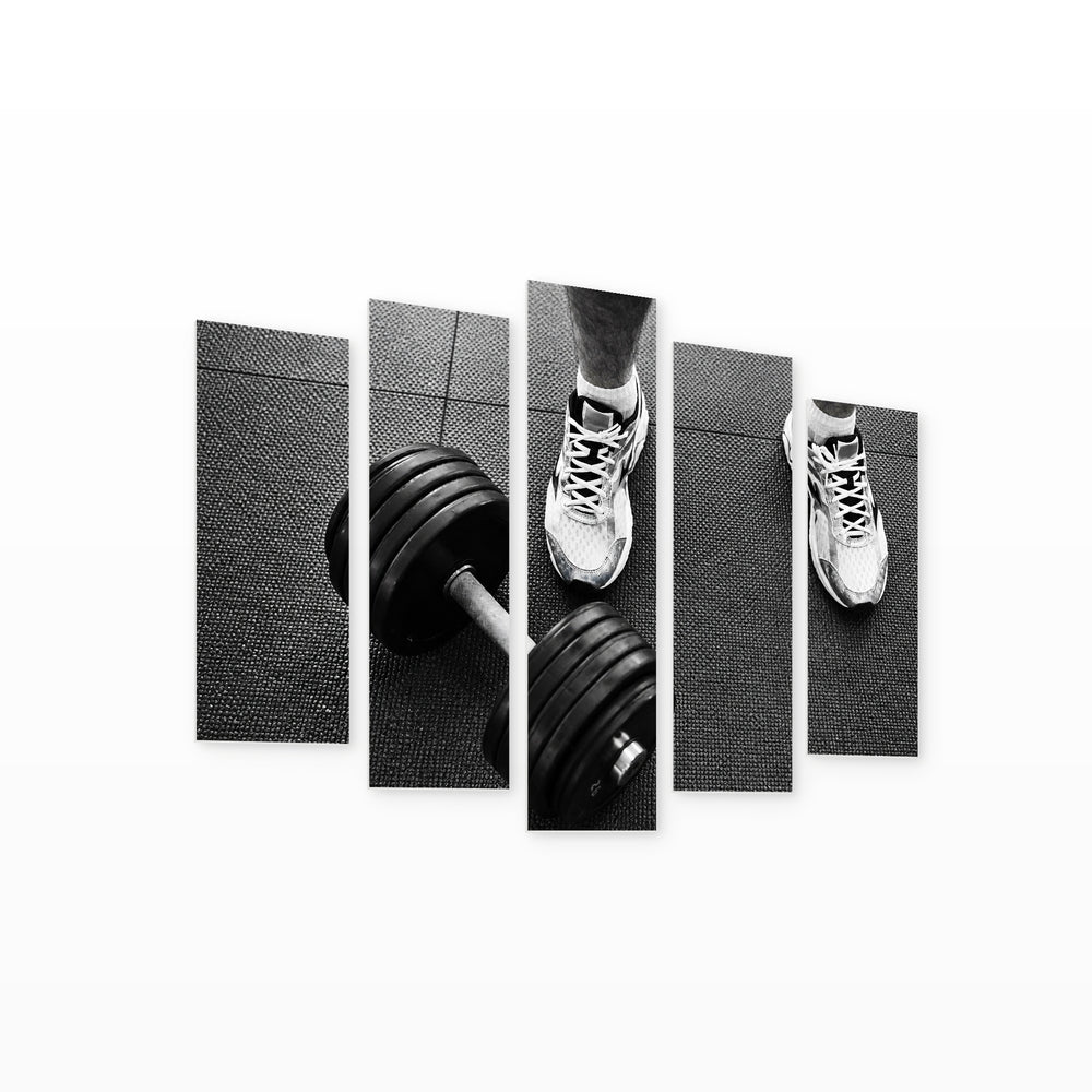 Motivation with Geometric Rhythm — five-panel wall art on white background in perspective | 5wallart 55232 M1