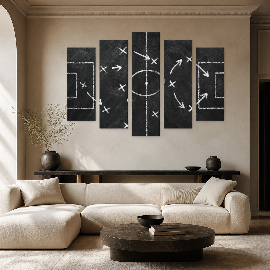 Football Strategy Diagram in Vivid Color — five-panel wall art in frontal interior | 5wallart 55237 M3