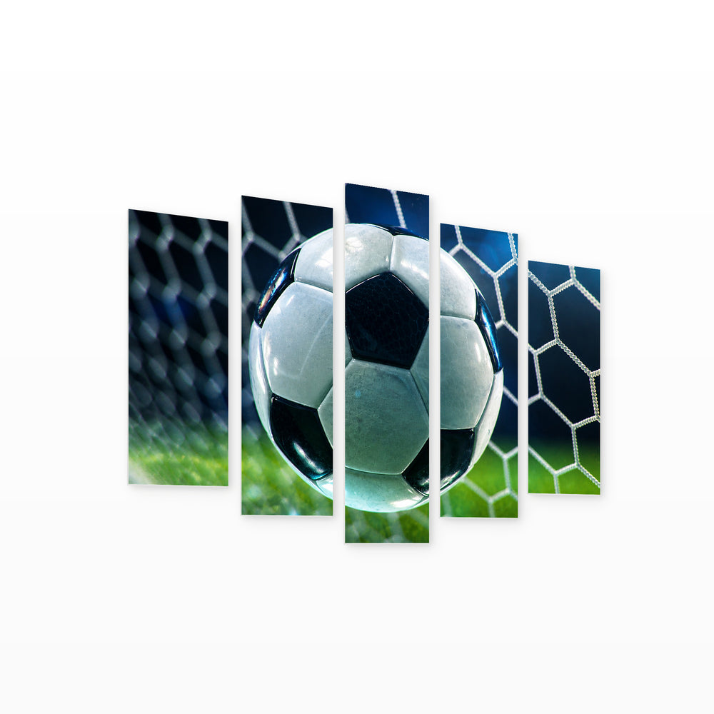 Football in Vivid Color — five-panel wall art on white background in perspective | 5wallart 55248 M1