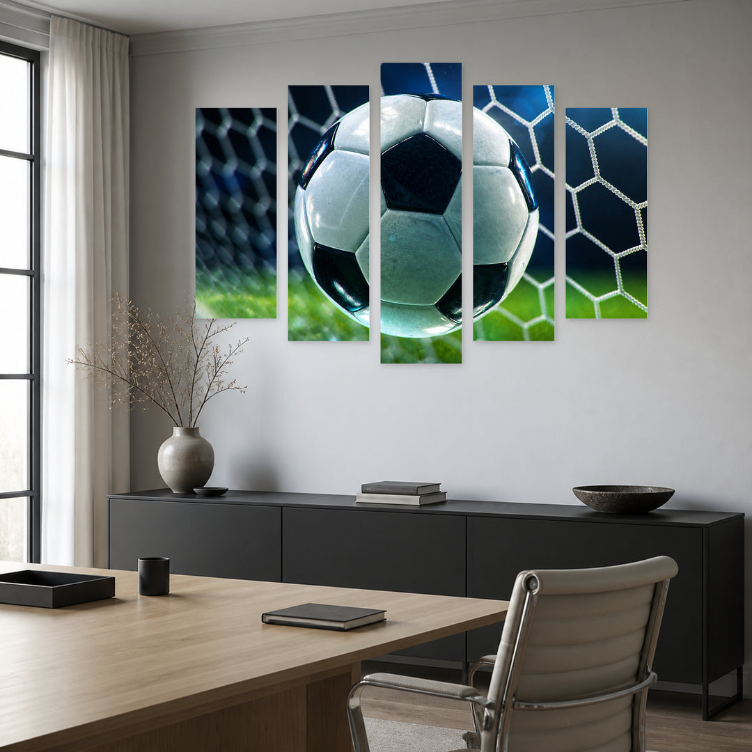 Football in Vivid Color — five-panel wall art in frontal interior | 5wallart 55248 M3