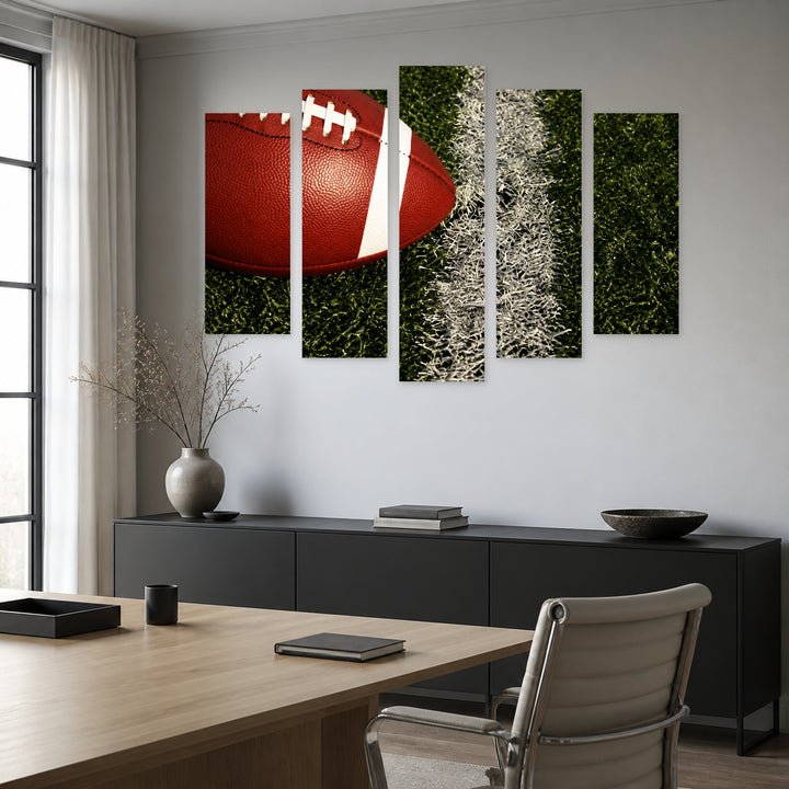 Rugby with Dramatic Contrast — five-panel wall art in alternate frontal interior | 5wallart 55257 M4
