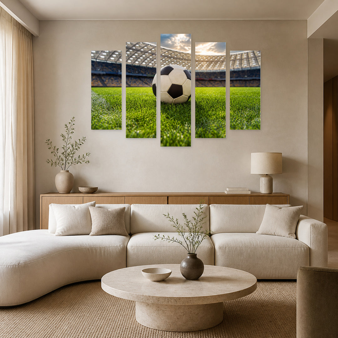 Football at Stadium with Dramatic Contrast — five-panel wall art in alternate frontal interior | 5wallart 55260 M4