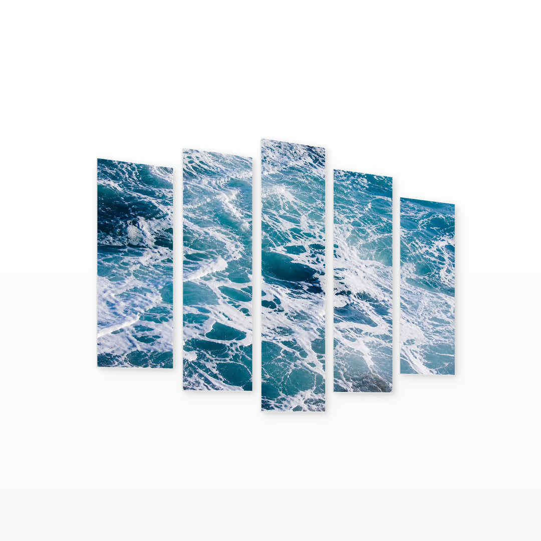Sea Foam in Winter — five-panel wall art on white background in perspective | 5wallart 55289 M1