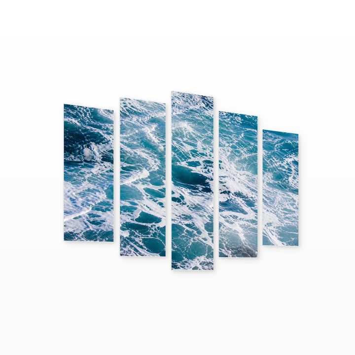 Sea Foam in Winter — five-panel wall art on white background in perspective | 5wallart 55289 M1