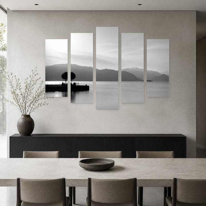 Minimalism with Geometric Rhythm — five-panel wall art in frontal interior | 5wallart 55294 M3