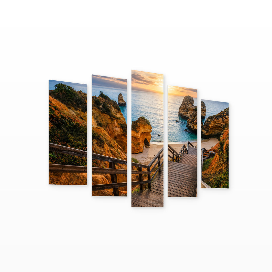 Horizon in Serene Light — five-panel wall art on white background in perspective | 5wallart 55301 M1