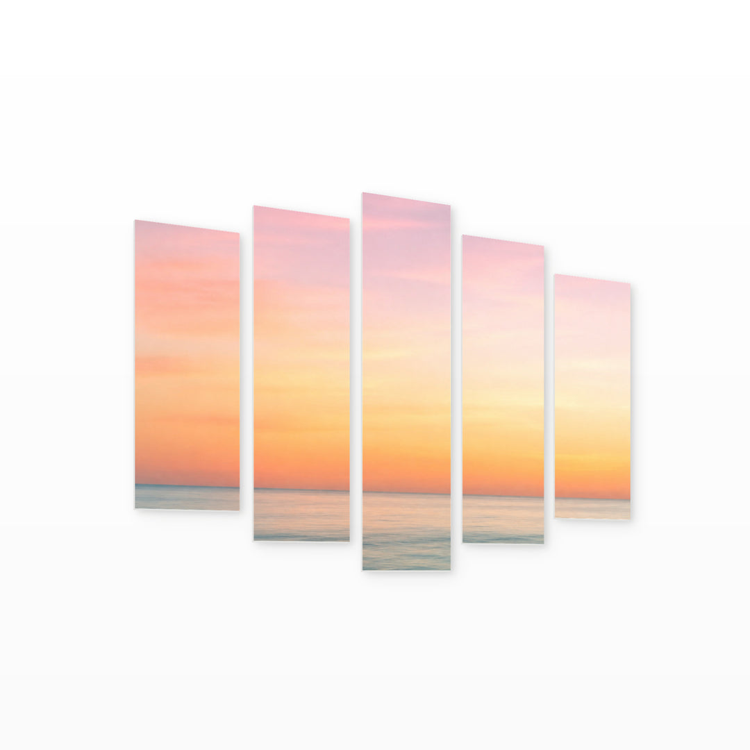 Abstract Sky and Ocean Background Coastal Panorama — five-panel wall art on white background in perspective | 5wallart 55304 M1