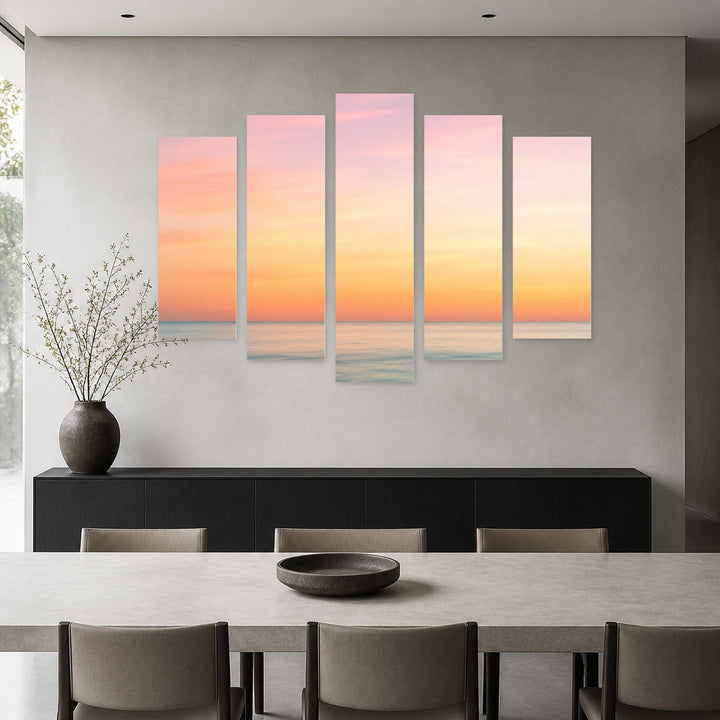 Abstract Sky and Ocean Background Coastal Panorama — five-panel wall art in frontal interior | 5wallart 55304 M3