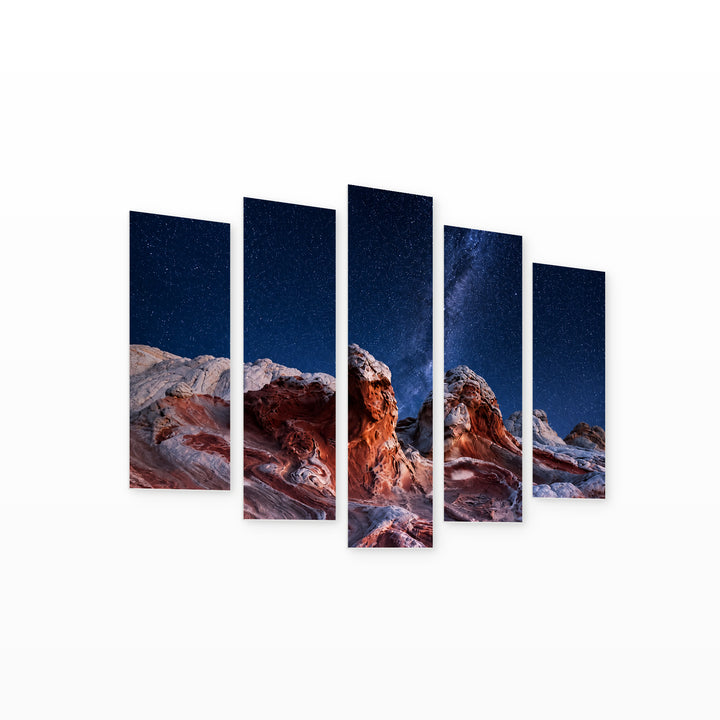 Somewhere on Mars with Dreamlike Atmosphere — five-panel wall art on white background in perspective | 5wallart 55319 M1