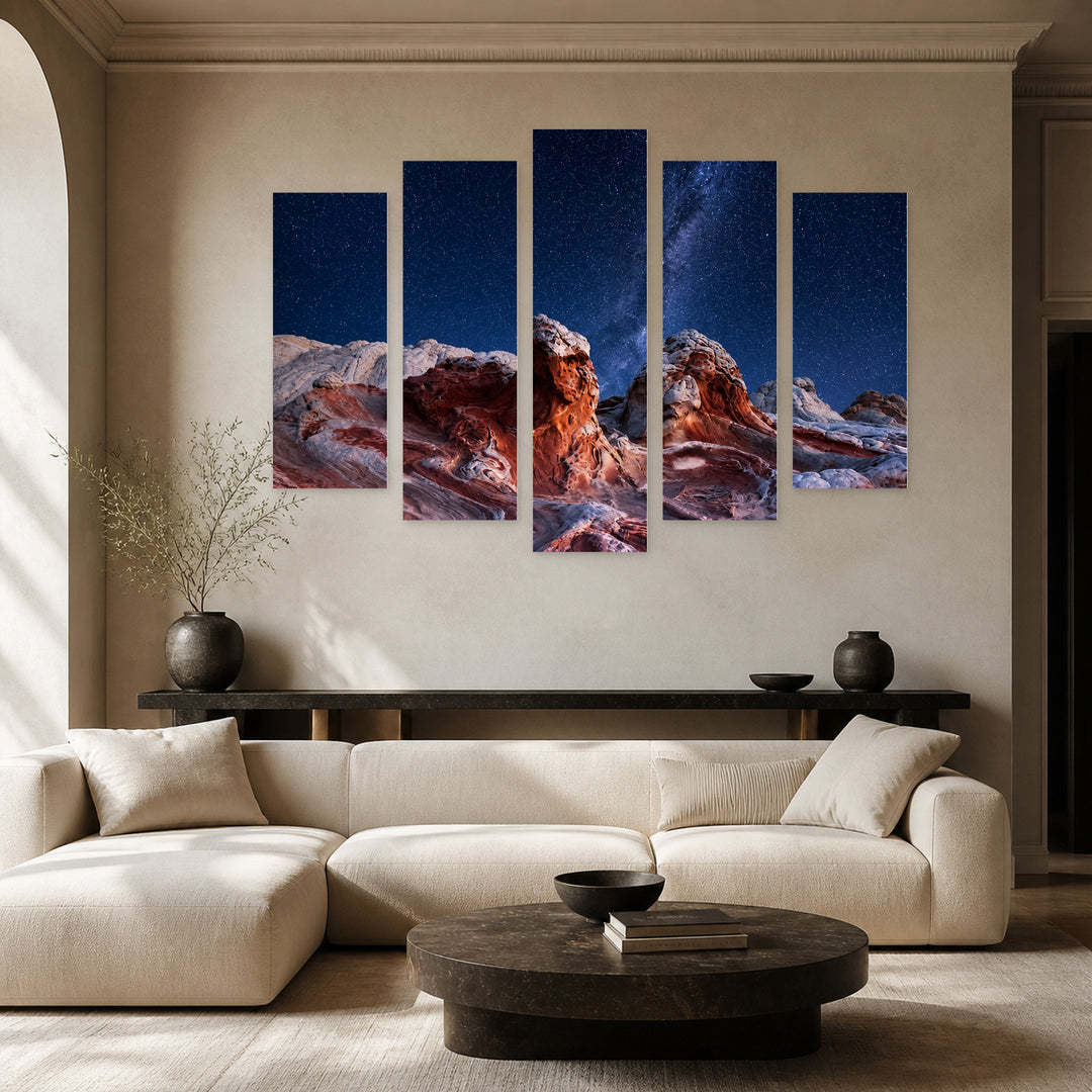 Somewhere on Mars with Dreamlike Atmosphere — five-panel wall art in frontal interior | 5wallart 55319 M3