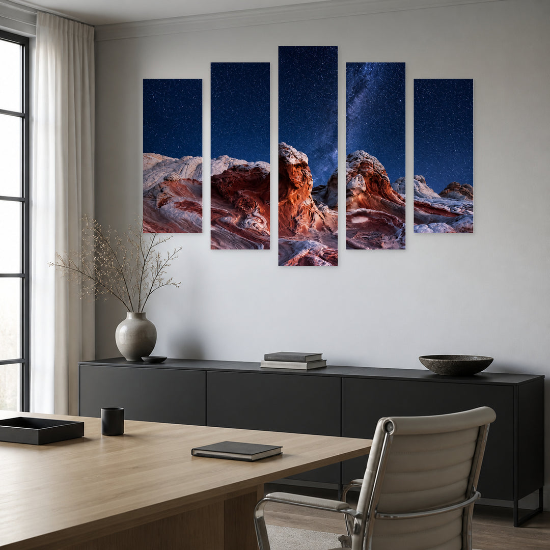 Somewhere on Mars with Dreamlike Atmosphere — five-panel wall art in alternate frontal interior | 5wallart 55319 M4