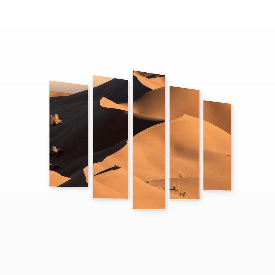 Sand Dunes with Dreamlike Atmosphere — five-panel wall art on white background in perspective | 5wallart 55400 M1