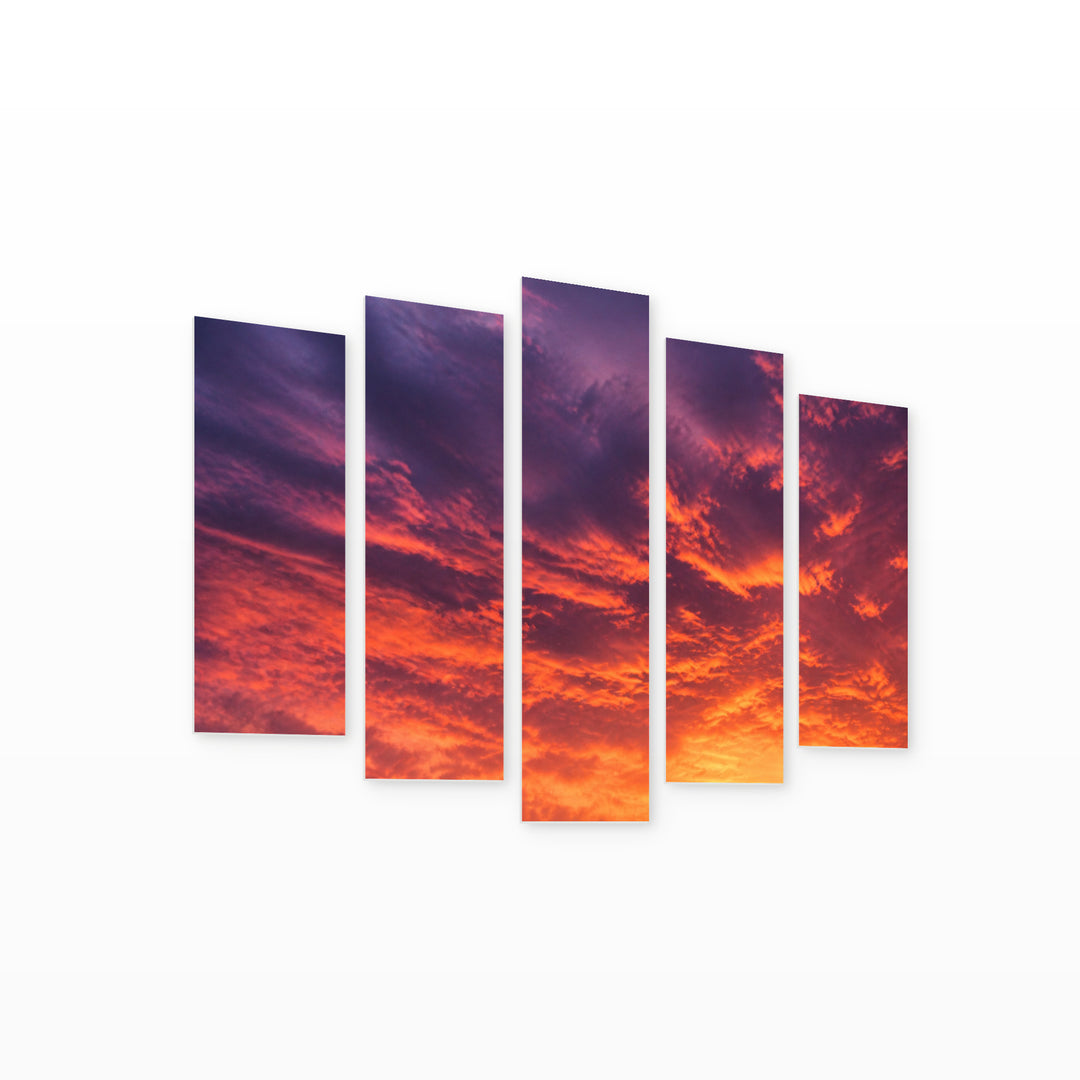 Sunset in Serene Light — five-panel wall art on white background in perspective | 5wallart 55462 M1