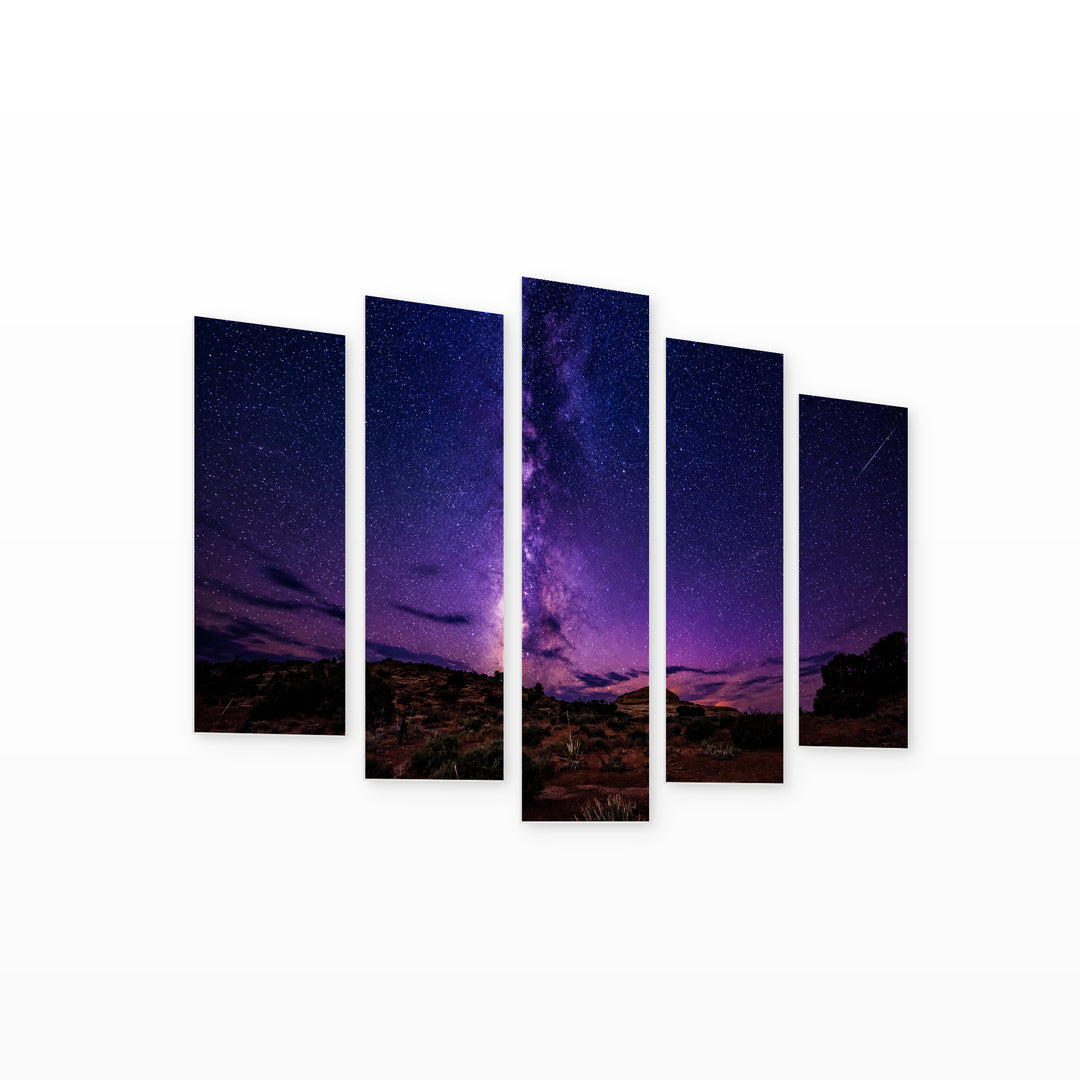 Stars from the Night Sky of the Milky — five-panel wall art on white background in perspective | 5wallart 55463 M1