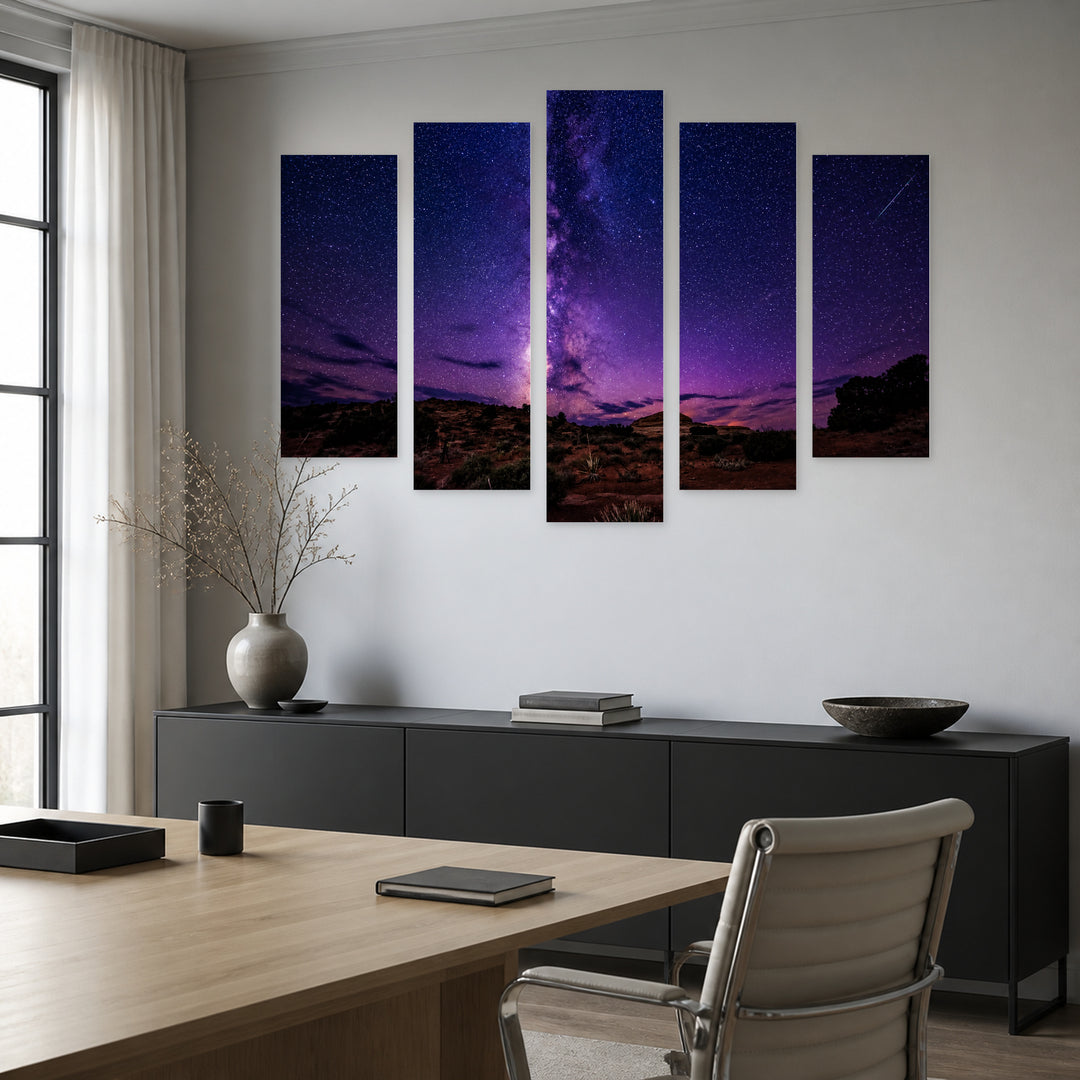 Stars from the Night Sky of the Milky — five-panel wall art in alternate frontal interior | 5wallart 55463 M4
