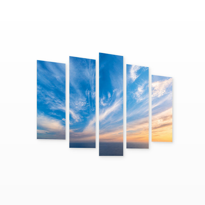 Sky Background in Serene Light — five-panel wall art on white background in perspective | 5wallart 55486 M1