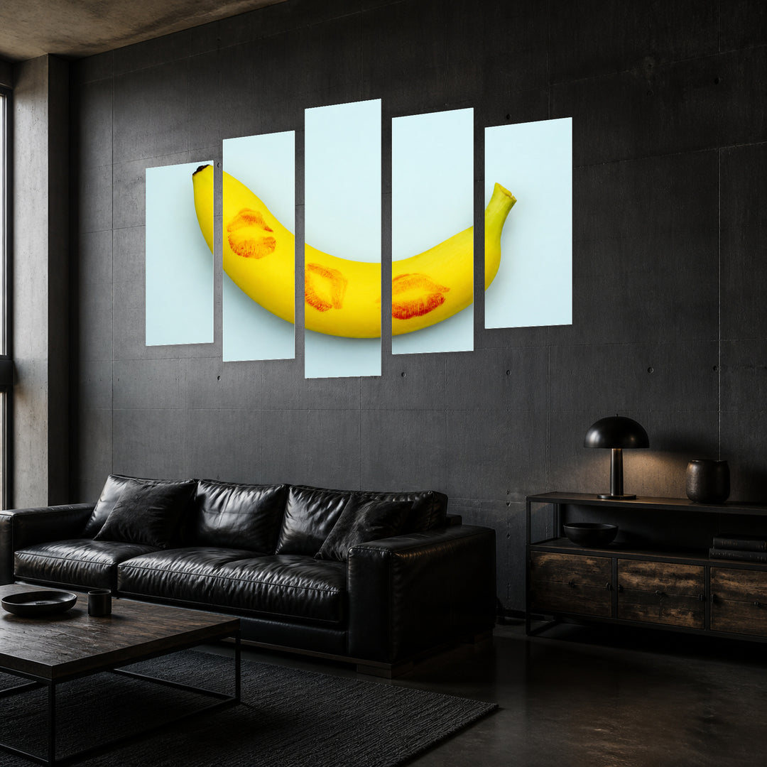 Minimalism with Lipstick Traces in Serene Light — five-panel wall art in perspective interior | 5wallart 55490 M2