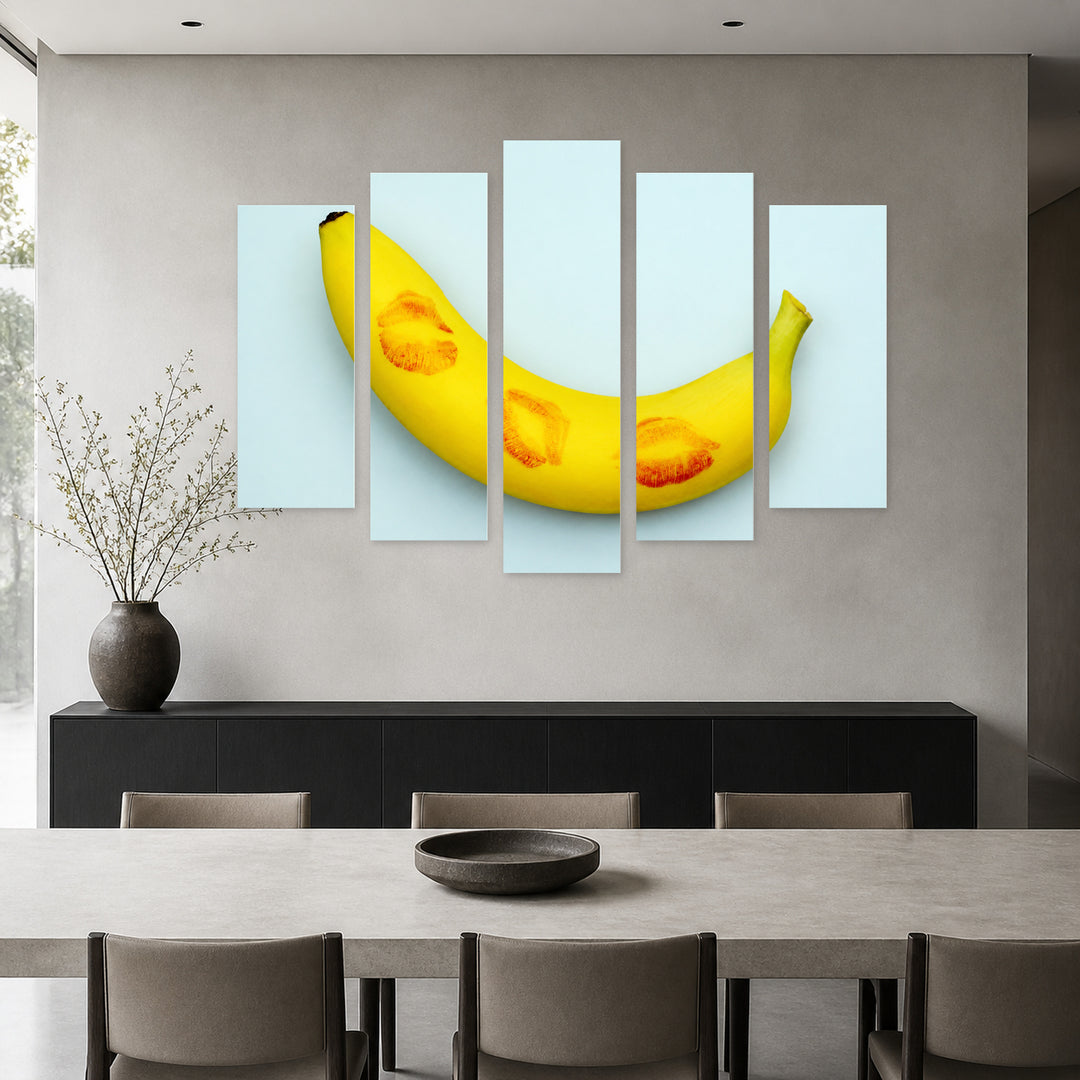Minimalism with Lipstick Traces in Serene Light — five-panel wall art in frontal interior | 5wallart 55490 M3