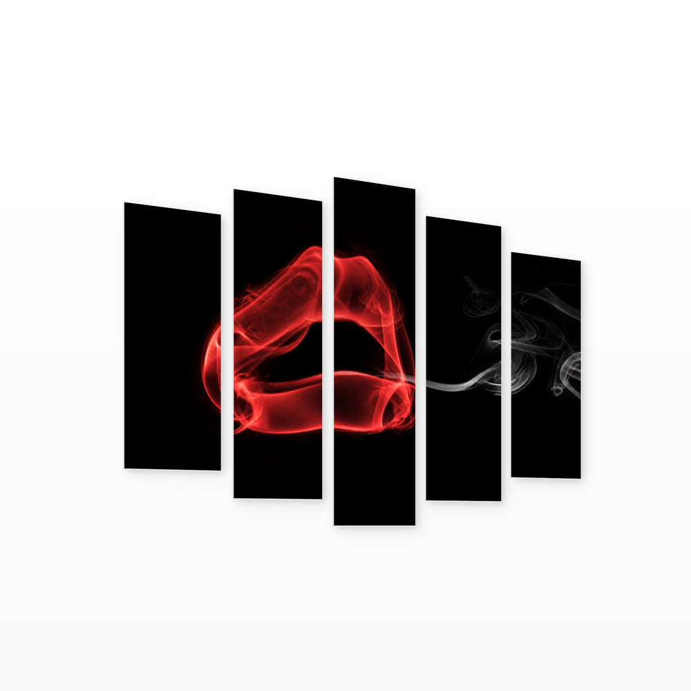 Smoke in the Shape of Female Lips Study — five-panel wall art on white background in perspective | 5wallart 55508 M1