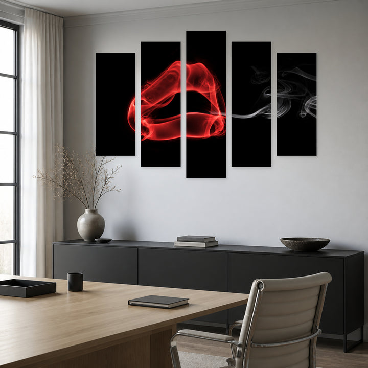 Smoke in the Shape of Female Lips Study — five-panel wall art in frontal interior | 5wallart 55508 M3