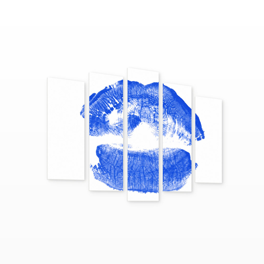 Lip Print with Dramatic Contrast — five-panel wall art on white background in perspective | 5wallart 55513 M1