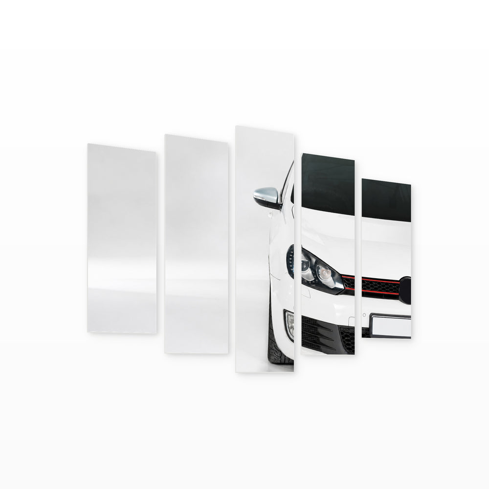 White Car in Serene Light — five-panel wall art on white background in perspective | 5wallart 55526 M1