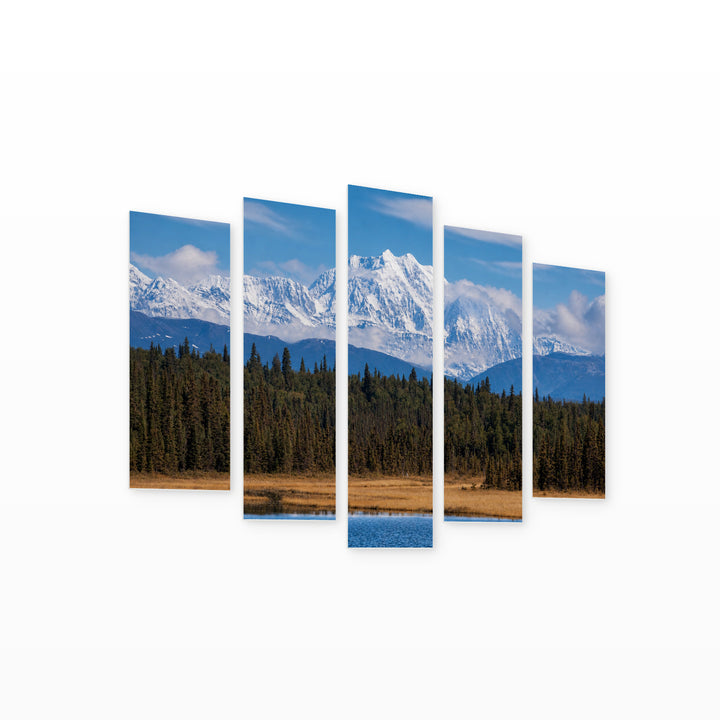 Mount Mckinley in Winter — five-panel wall art on white background in perspective | 5wallart 55560 M1