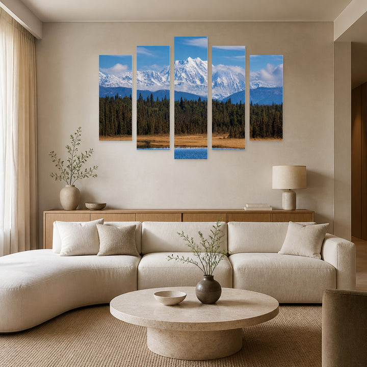 Mount Mckinley in Winter — five-panel wall art in alternate frontal interior | 5wallart 55560 M4