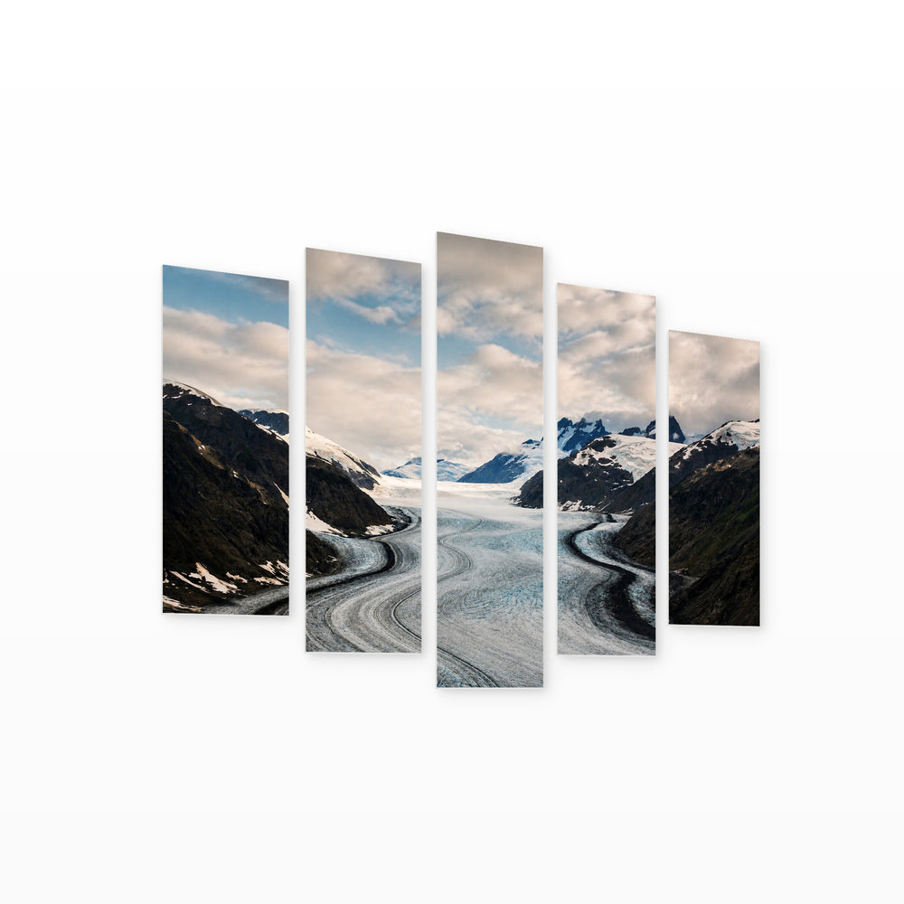Glacier in Stewart in Serene Light — five-panel wall art on white background in perspective | 5wallart 55563 M1