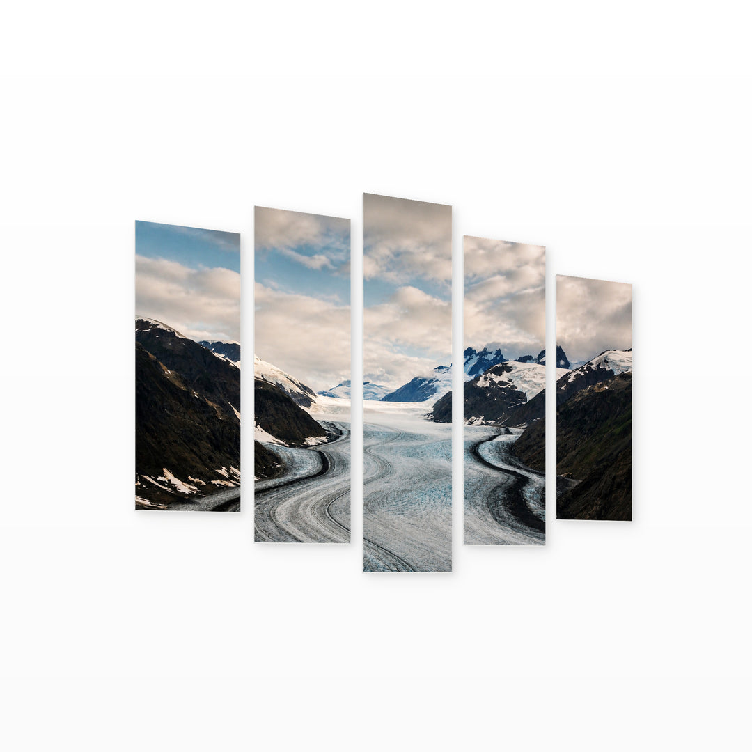 Glacier in Stewart in Serene Light — five-panel wall art on white background in perspective | 5wallart 55563 M1