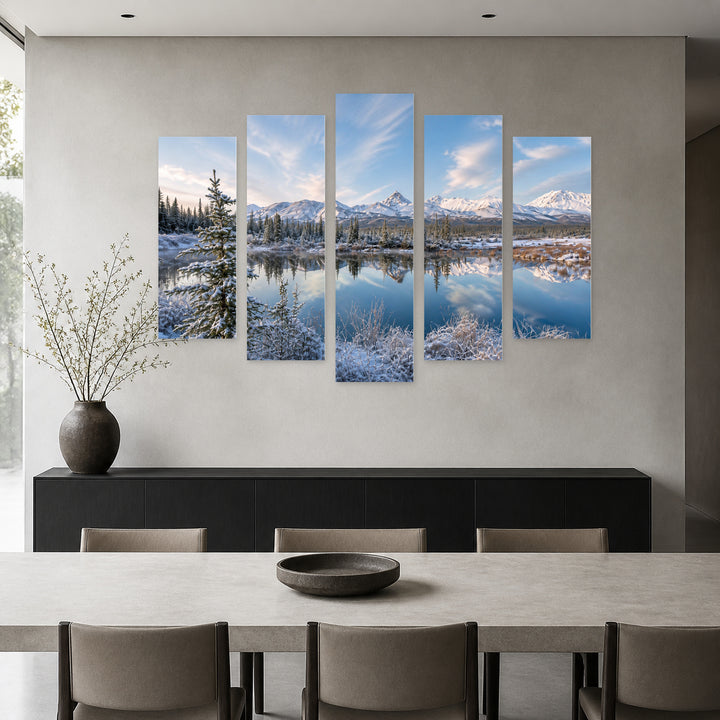 Lake in Alaska in Winter — five-panel wall art in frontal interior | 5wallart 55564 M3