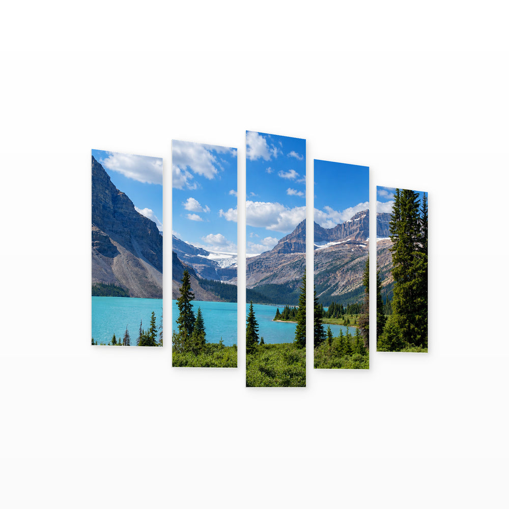 Picturesque Natural Landscape in Alberta in Serene Light — five-panel wall art on white background in perspective | 5wallart 55566 M1