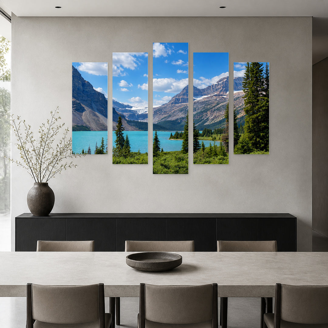 Picturesque Natural Landscape in Alberta in Serene Light — five-panel wall art in frontal interior | 5wallart 55566 M3