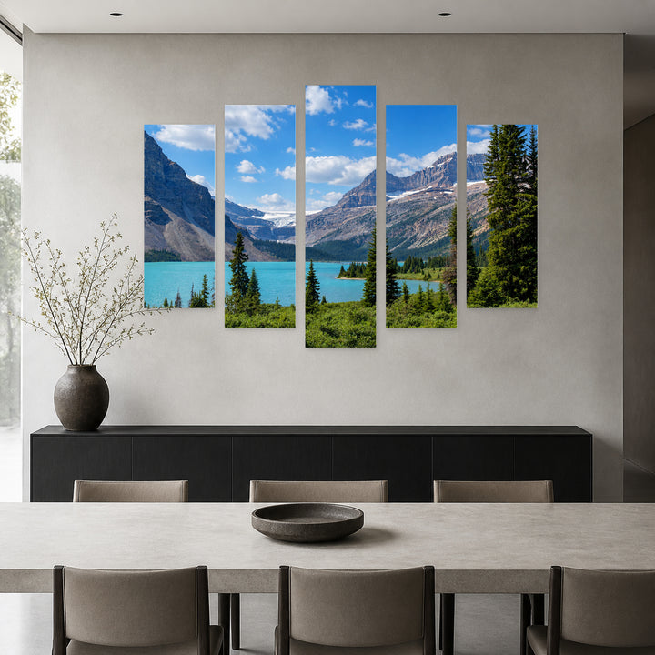 Picturesque Natural Landscape in Alberta in Serene Light — five-panel wall art in frontal interior | 5wallart 55566 M3