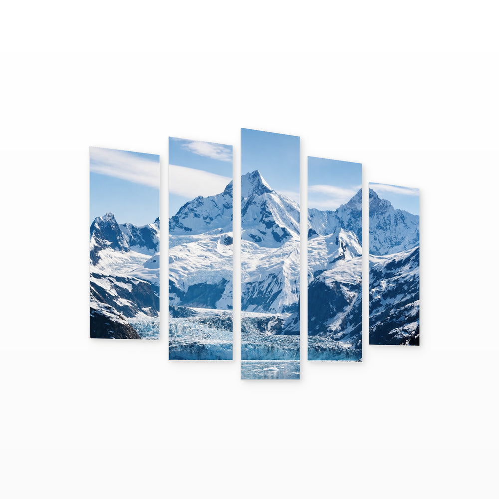 Glacier Bay National Park in Serene Light — five-panel wall art on white background in perspective | 5wallart 55582 M1