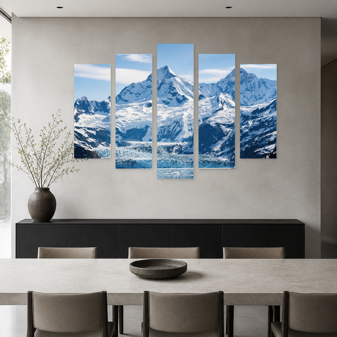 Glacier Bay National Park in Serene Light — five-panel wall art in frontal interior | 5wallart 55582 M3
