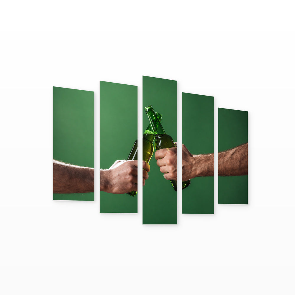Beer Toast Still Life — five-panel wall art on white background in perspective | 5wallart 55583 M1