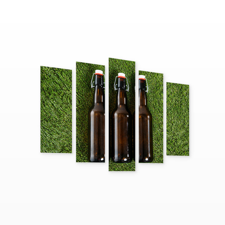 Beer Bottles Still Life — five-panel wall art on white background in perspective | 5wallart 55584 M1