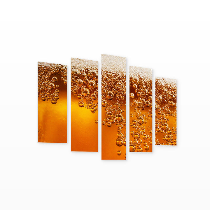 Beer Foam Still Life — five-panel wall art on white background in perspective | 5wallart 55588 M1