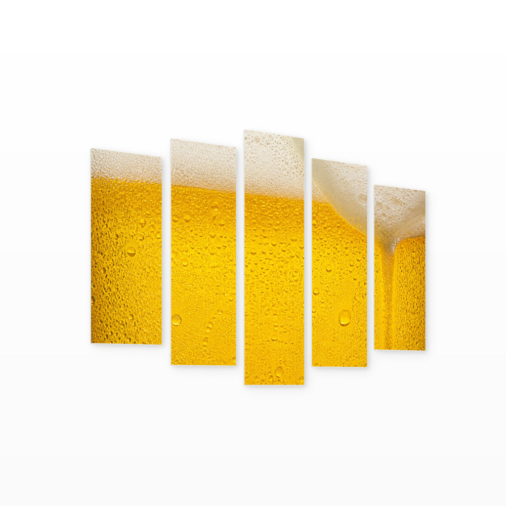 Beer Texture Still Life — five-panel wall art on white background in perspective | 5wallart 55589 M1