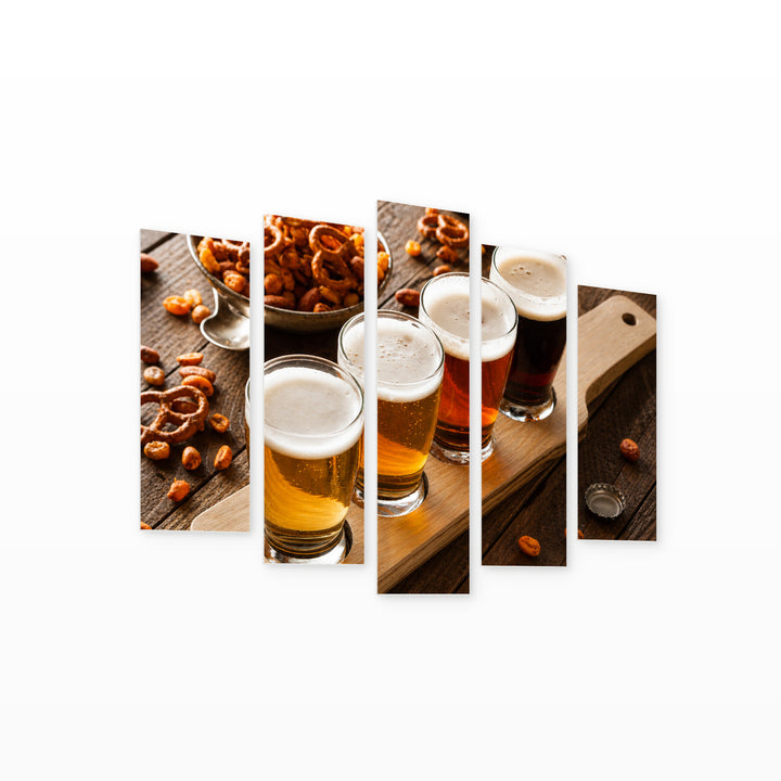 Beer Mugs Still Life — five-panel wall art on white background in perspective | 5wallart 55590 M1