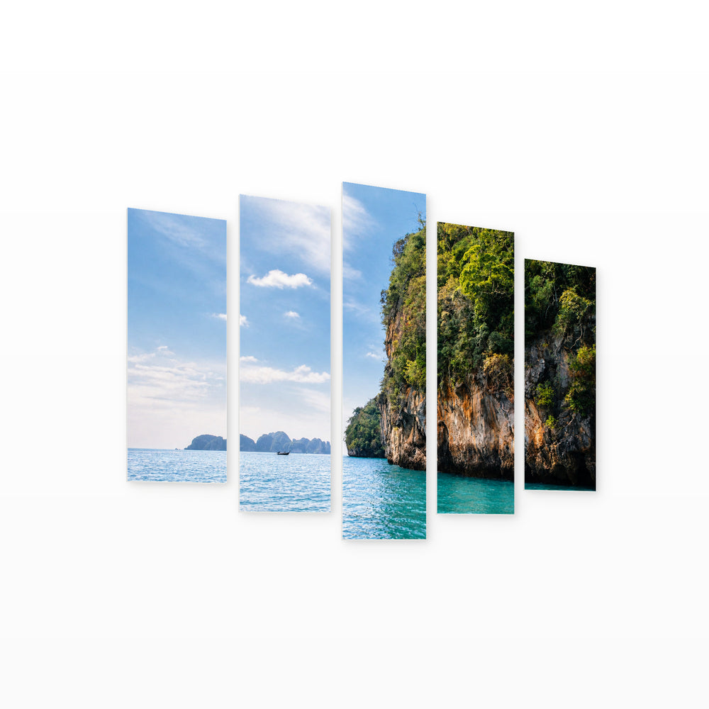 Island in Thailand with Dreamlike Atmosphere — five-panel wall art on white background in perspective | 5wallart 55609 M1
