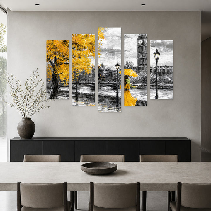 Kartina Za Sanq 2 with Geometric Rhythm — five-panel wall art in frontal interior | 5wallart 55618 M3